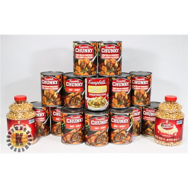 FLAT OF SOUP AND POPCORN