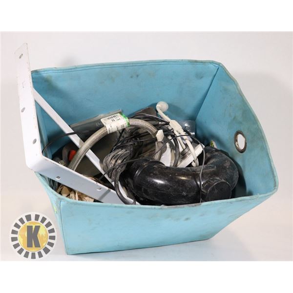 BOX OF ASSORTED PLUMBING SUPPLIES