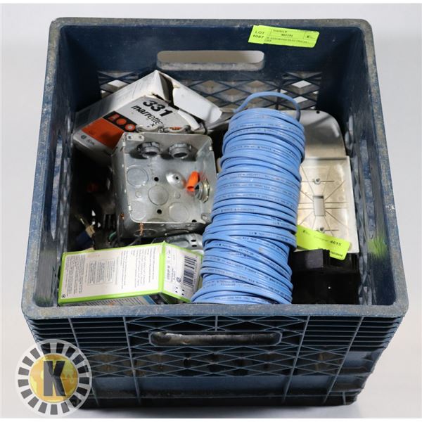 BOX OF ASSORTED ELECTRICAL SUPPLIES
