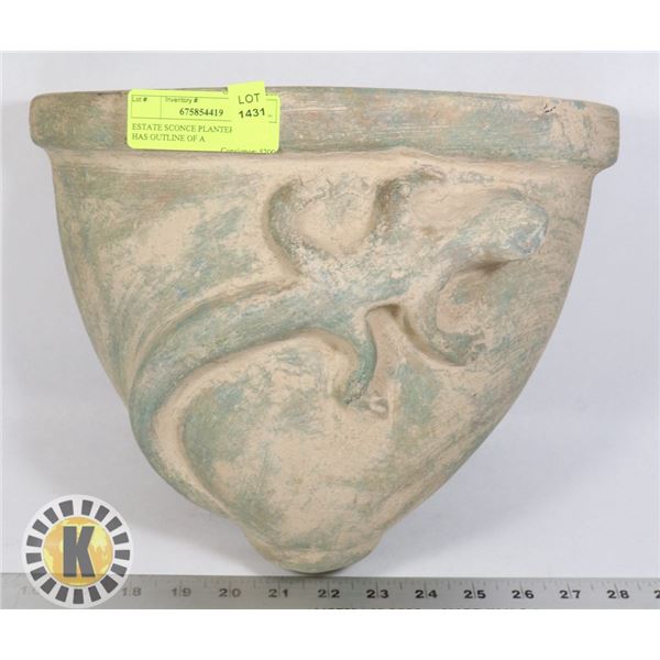 ESTATE SCONCE PLANTER, HEAVY. HAS OUTLINE OF A
