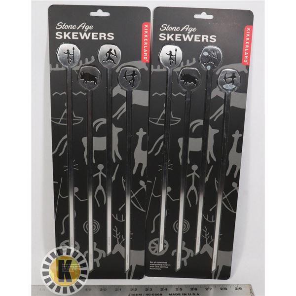 TWO NEW 4PACK STONE AGE THEME SKEWERS