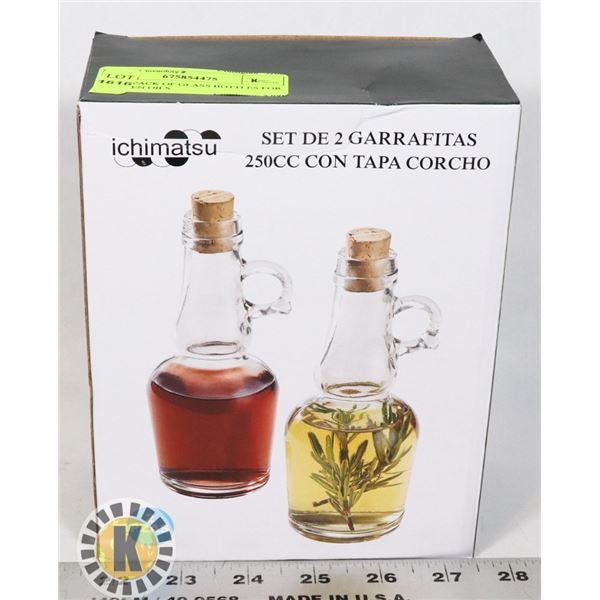 NEW 2PACK OF GLASS BOTTLES FOR KITCHEN OILS