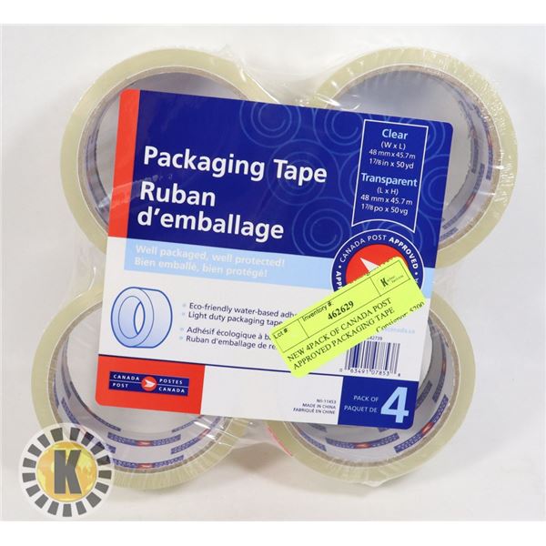 NEW 4PACK OF CANADA POST APPROVED PACKAGING TAPE