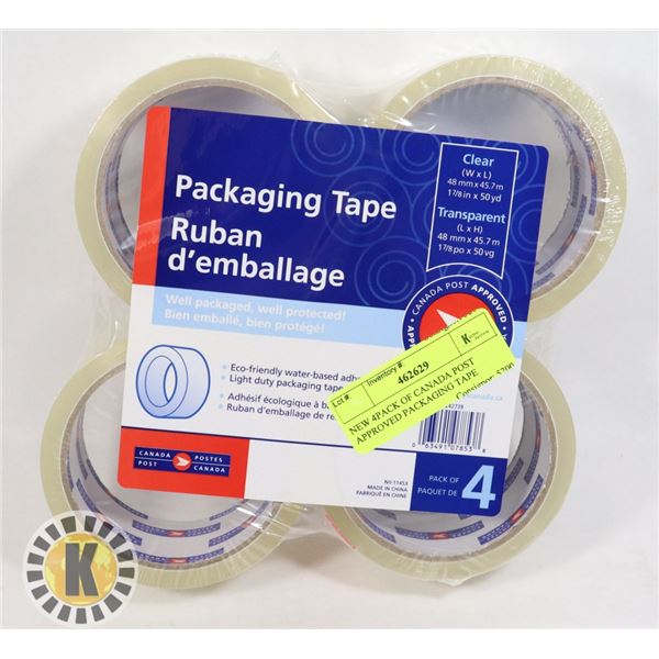 NEW 4PACK OF CANADA POST APPROVED PACKAGING TAPE