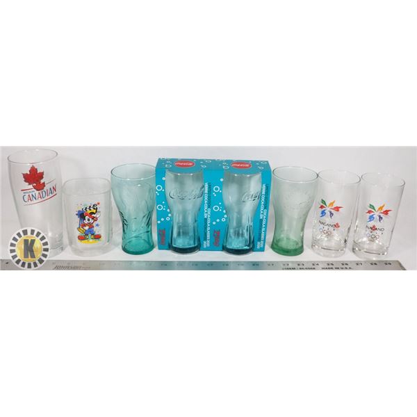 FLAT OF COLLECTIBLE GLASSWARE INCLUDING COKE