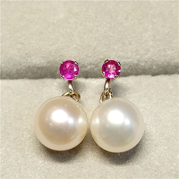 10K YELLOW GOLD RUBIES(0.07CT) FRESH WATER PEARL