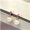 Image 3 : 10K YELLOW GOLD RUBIES(0.07CT) FRESH WATER PEARL