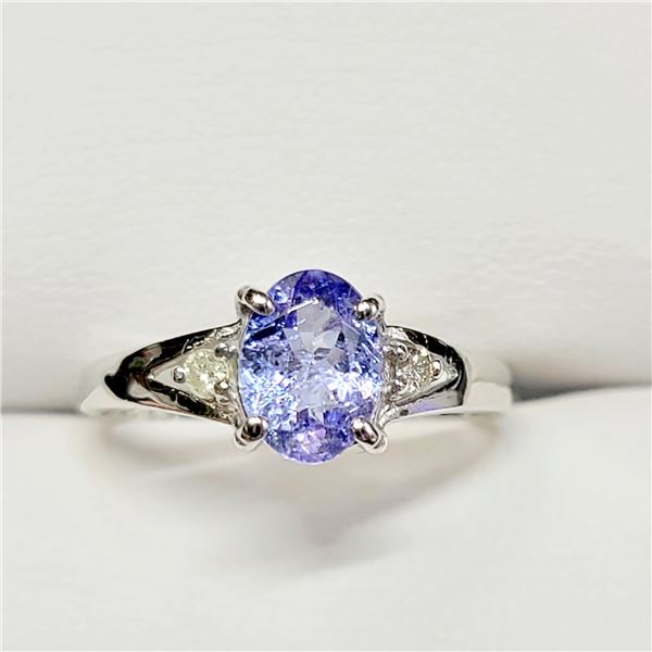 10K WHITE GOLD TANZANITE(1.1CT) DIAMONDS