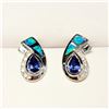 Image 1 : SILVER SAPPHIRE (1.5CT) OPAL TRIPLET EARRINGS
