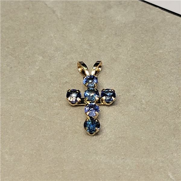 10K YELLOW GOLD SAPPHIRE PENDANT