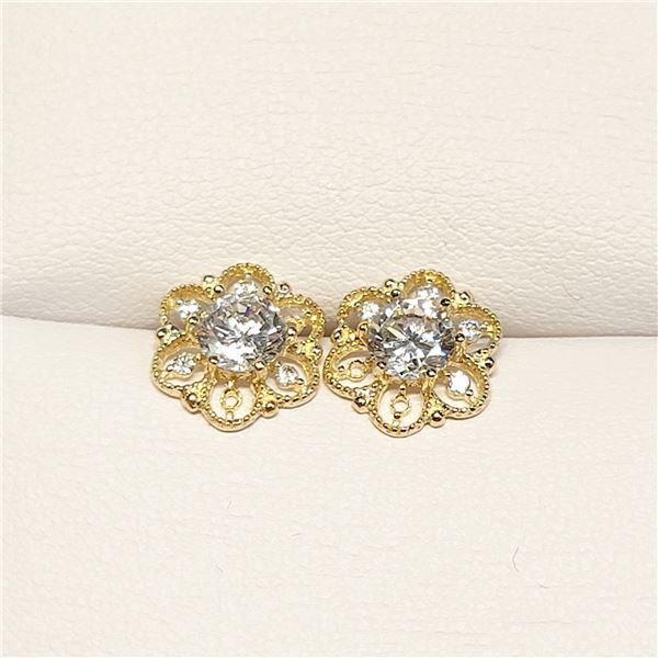 10K YELLOW GOLD CUBIC ZIRCONIA  EARRINGS