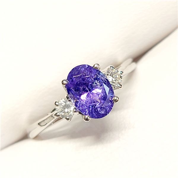 10K WHITE GOLD TANZANITE(1.25CT) DIAMONDS