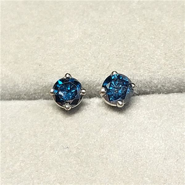 14K WHITE GOLD DIAMONDS (I-1, BLUE,  0.38CT)
