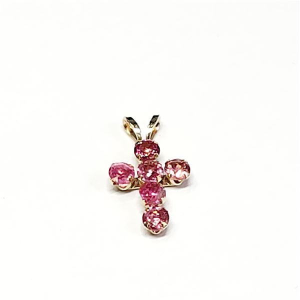 10K YELLOW GOLD TOURMALINE CROSS SHAPE