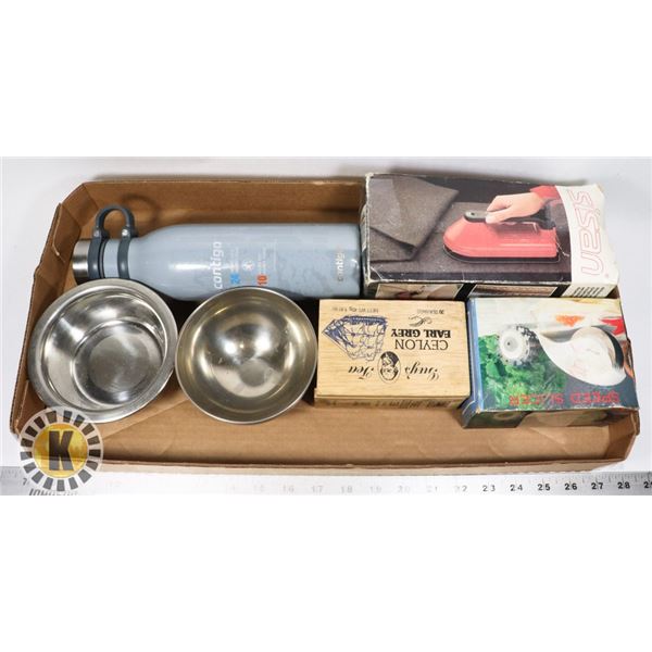 FLAT OF ASSORTED HOME ITEMS INCLUDING