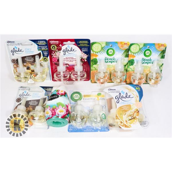 ASSORTED BAG OF GLADE AND AIR WICK SCENTED OIL
