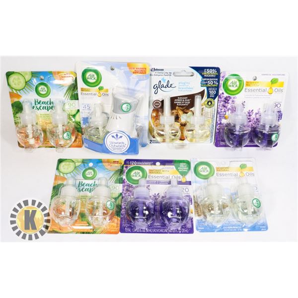 ASSORTED BAG OF GLADE AND AIR WICK SCENTED OIL