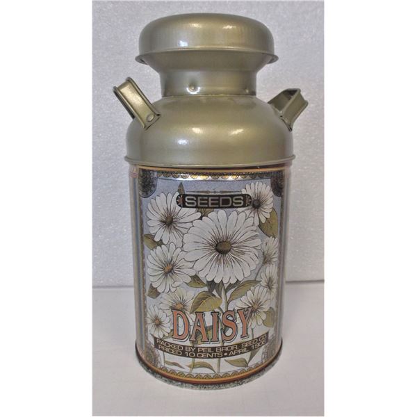 Daisy Seeds Milk Jug Can - Metal Canister - 7 1/2" Tall