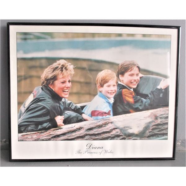 Framed Print of Princess Diana, Prince Harry, and Prince William