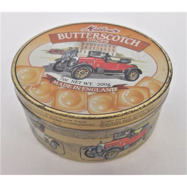 Matlow's Butterscotch Drops Tin with Antique Cars