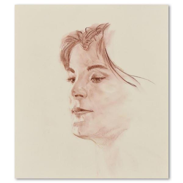 Charles Lynn Bragg, "Contentment" Original Conte Drawing, Hand Signed with Letter of Authenticity