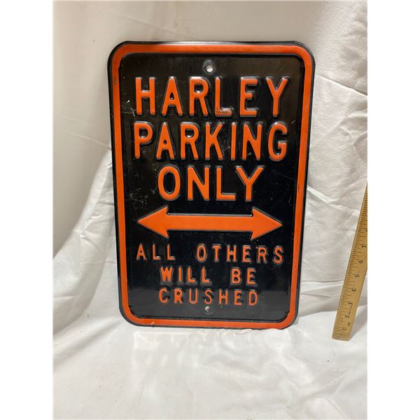 Metal Harley parking sign