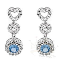 Genuine .87 ctw Topaz & Diamond Earrings 14K Gold