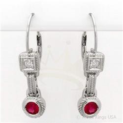 Earrings 0.68 ctw Ruby & Diamond 14K White Gold