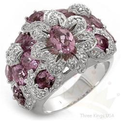 Genuine 9.45 ctw Amethyst & Diamond Ring 14K W Gold