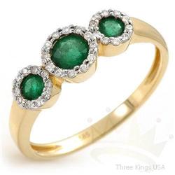 Genuine .91 ctw Emerald & Diamond 14K Yellow Gold