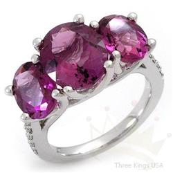 Ring 6.77 ctw Amethyst & Diamond 14K White Gold