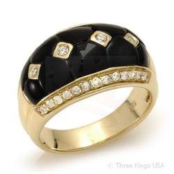 Ring 5.41 ctw Onyx & Diamond 14K White Gold