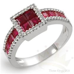 Genuine 1.90 ctw Ruby & Diamond Ring 14K W Gold