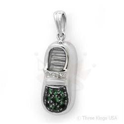 Pendant 0.15 ctw Green Garnet & Diamond 14K White Gold