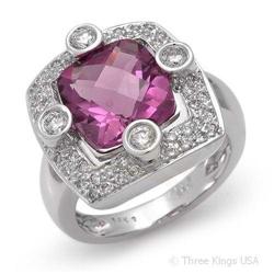 Ring 5.19 ctw Amethyst & Diamond 14K White Gold
