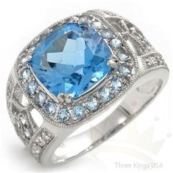 Genuine 5.90 ctw Topaz & Diamond 14K White Gold