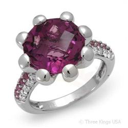 Ring 6.21 ctw Amethyst & Diamond 14K White Gold