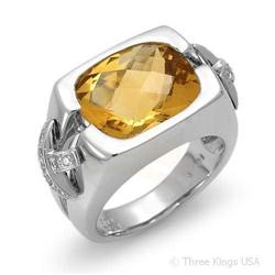 Ring 6.14 ctw Citrine & Diamond 14K White Gold