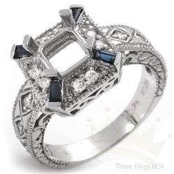 Semi-mount .50 ctw Sapphire & Diamond 14K W Gold