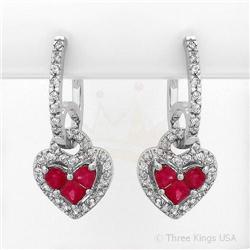 Earrings 1.2 ctw Ruby & Diamond 14K White Gold