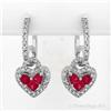 Image 1 : Earrings 1.2 ctw Ruby & Diamond 14K White Gold