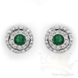 Genuine .52 ctw Emerald & Diamond Earrings 14K Gold