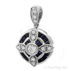 Pendant 1.14 ctw Blue Sapphire & Diamond 14K White Gold