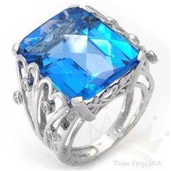 Ring 25.05 ctw Topaz & Diamond 14K White Gold