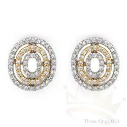 Genuine .40 ctw Diamond Oval Earrings 14K 2tone Gold