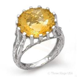 Ring 8.32 ctw Citrine & Diamond 14K White Gold