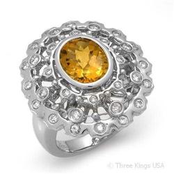 Ring 2.91 ctw Citrine & Diamond 14K White Gold