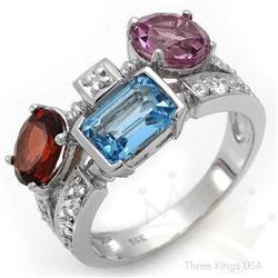 Genuine 3.76 ctw Semi-precious & Diamond Ring 14K Gold