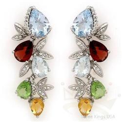 Earrings 10.9 ctw Semi-Precious & Daimond 14K Gold