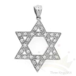 Star of David .30 ctw Diamond Pendant 14K White Gold